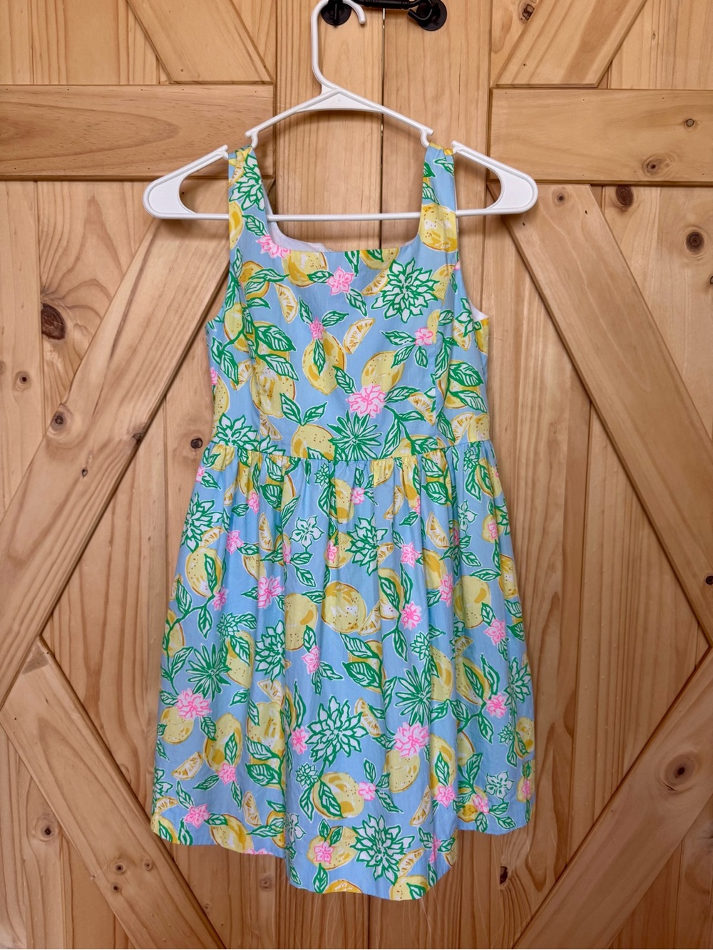 Lilly Pulitzer Light Blue Lemon Print Sundress with Pink Flowers